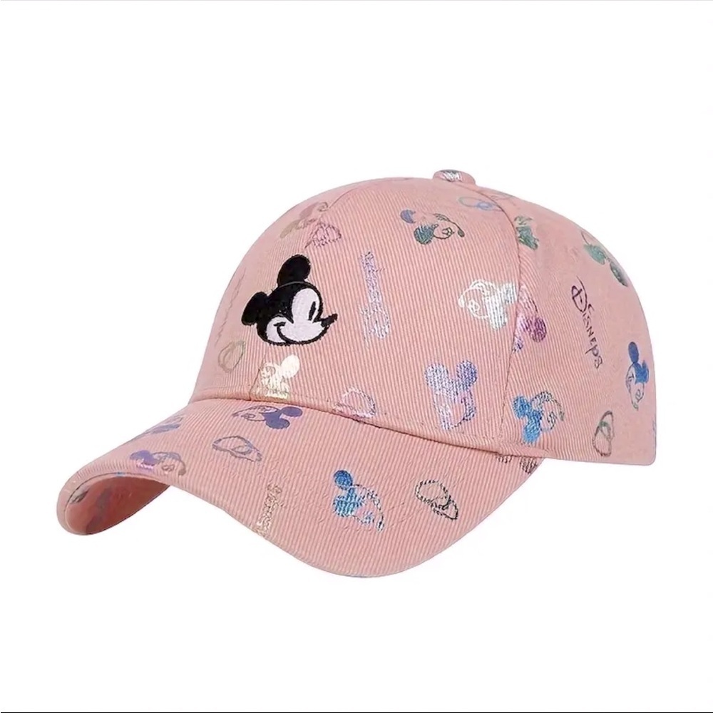 Mickey Mouse Embroidered Pink Baseball Cap Jeans Material